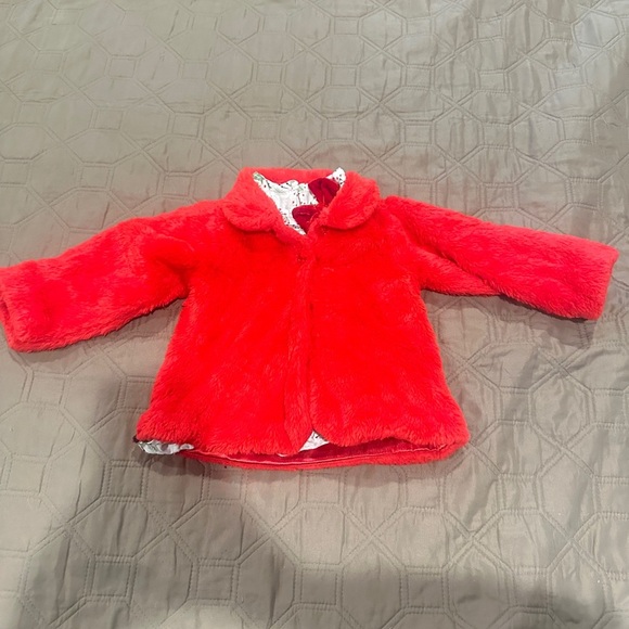 Baby Essentials Red Jacket & Christmas Dress Set with Bow Baby Girl 12 months - Picture 2 of 13